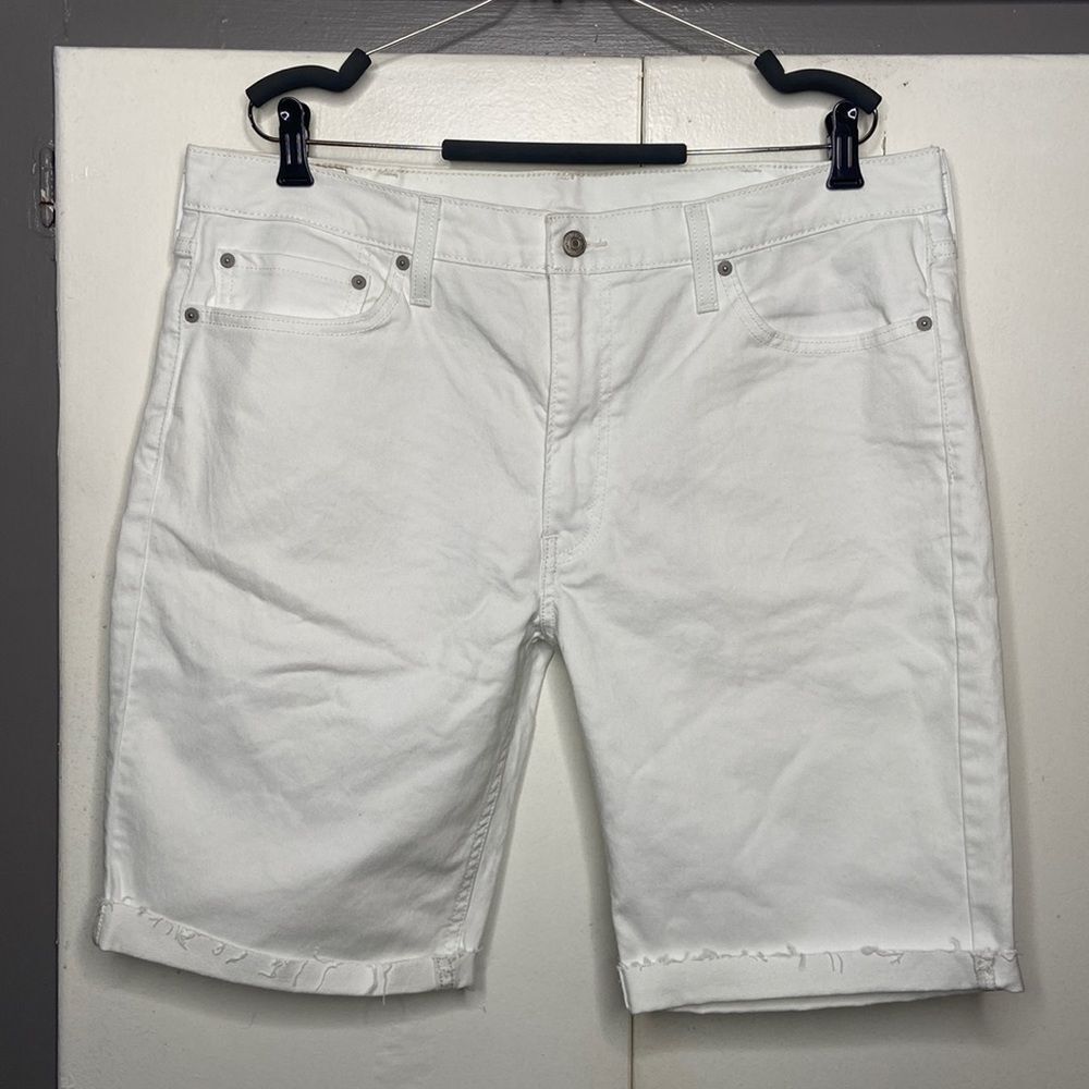 Levis Jean Shorts Mens Size 38 White 511 Slim Fit Denim Cut Off